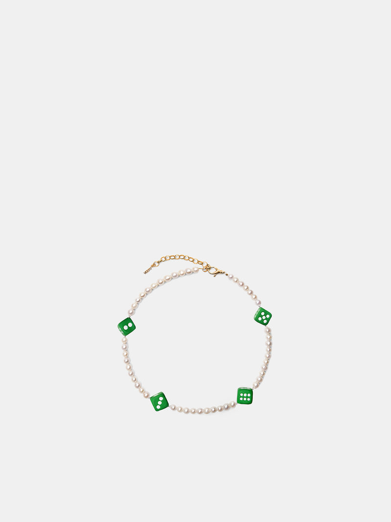 The Pearl Green Dice Necklace (CA07PL-THE-PEARL-GREEN-4-DICE-P)