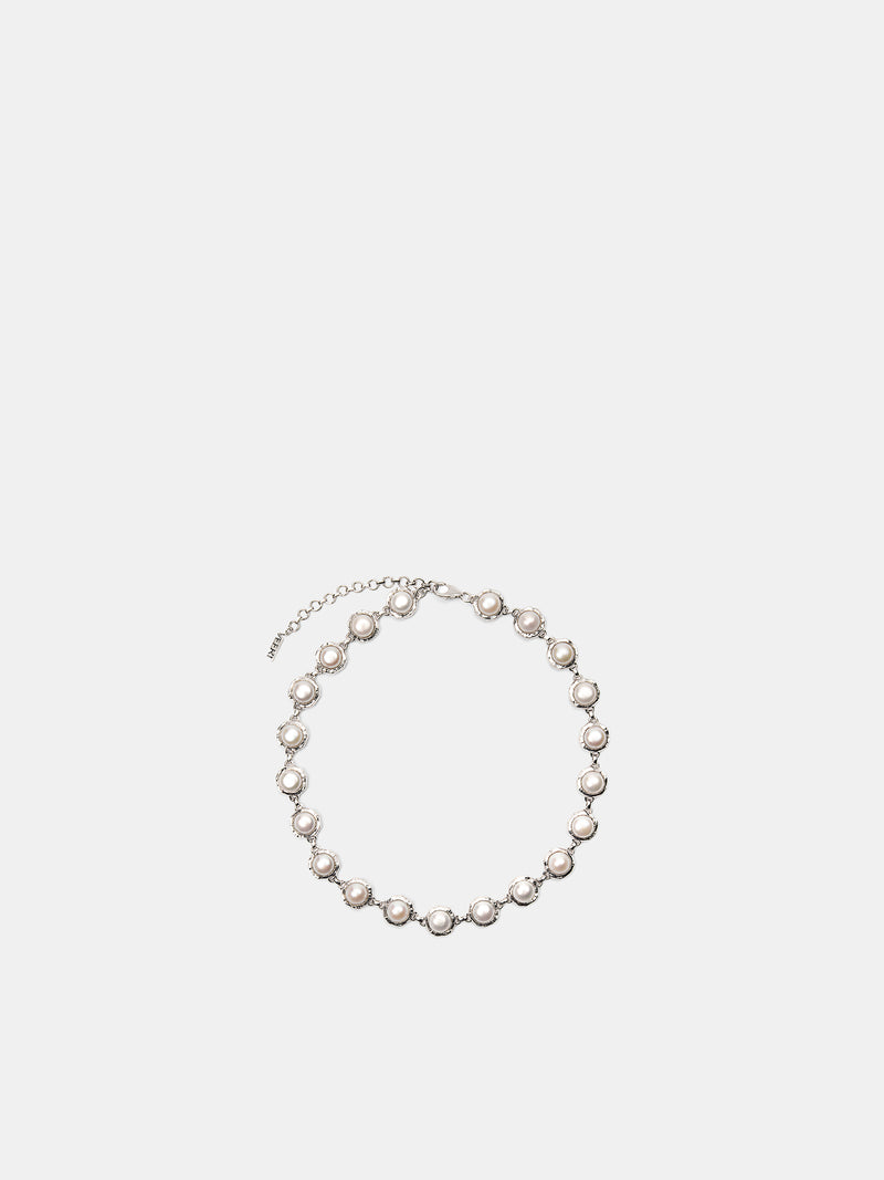 White Gold Pearl Circle Necklace (JLG0022WG-WHITE-GOLD)