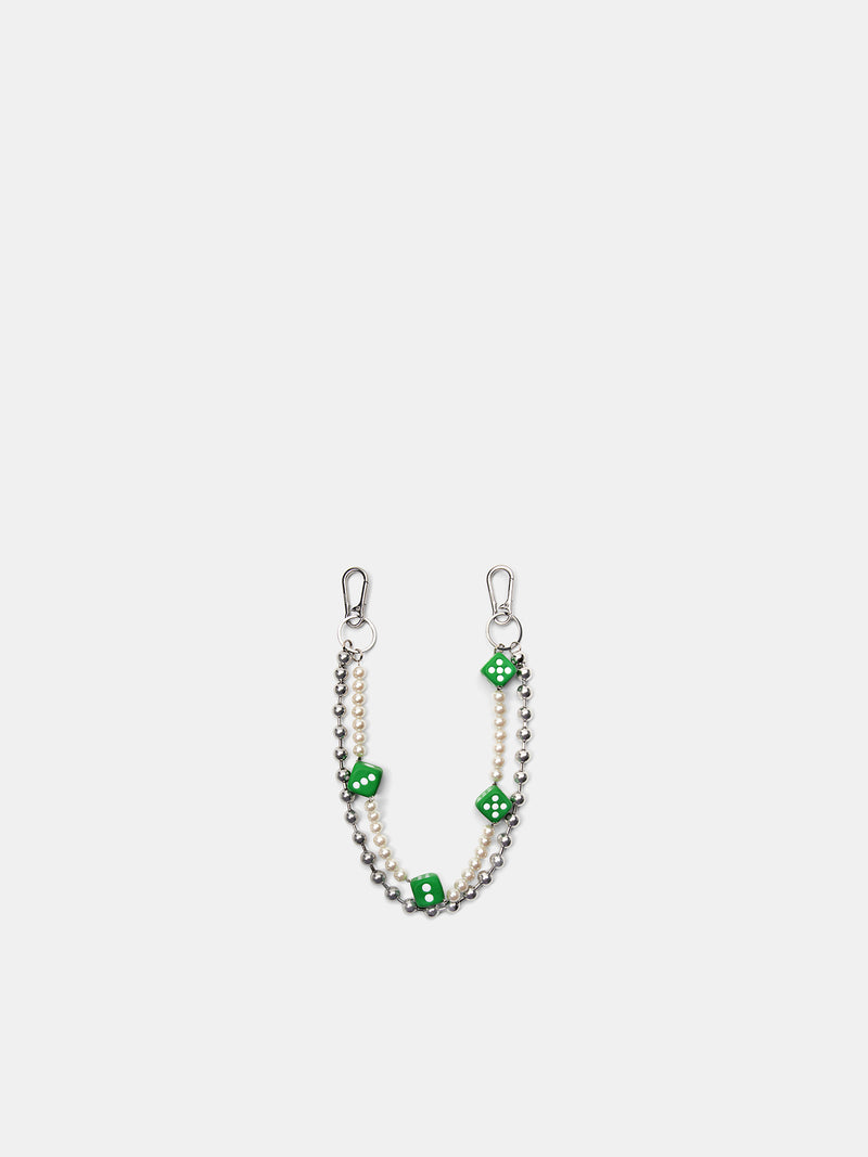 Ball Pearl Dice Wallet Chain (KEYCH4-BALL-PEARL-SILVER)