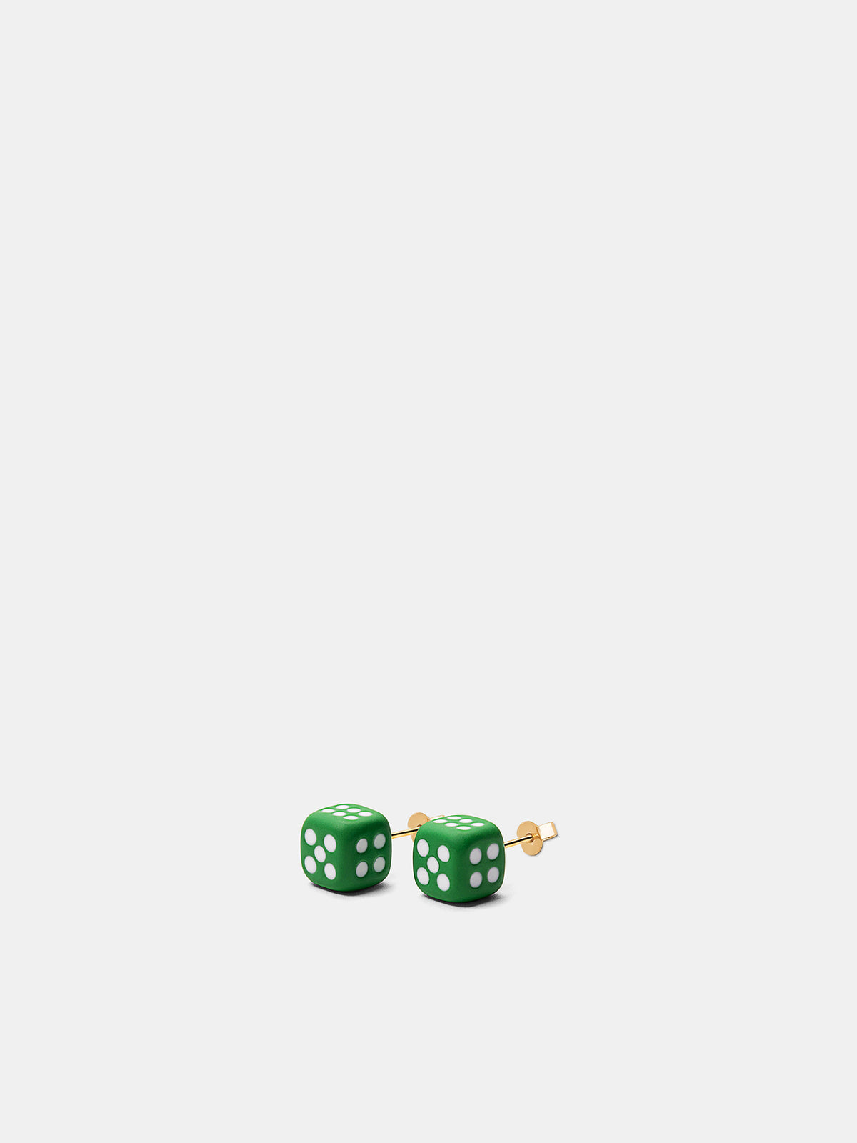 Green Enamel Dice Earring Pair (OR03GREEN-YELLOW-GOLD)
