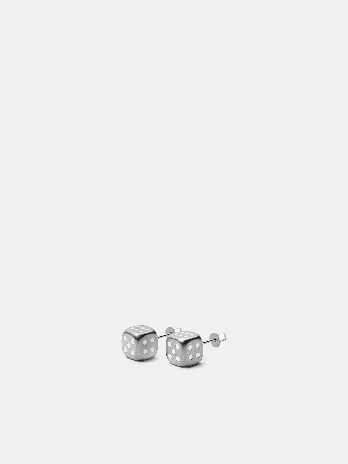 White Gold Dice Earring Pair (OR03RH-WHITE-GOLD)