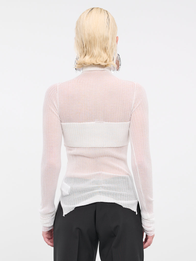 Sheer Knit Top (Q725KU-OFF-WHITE)