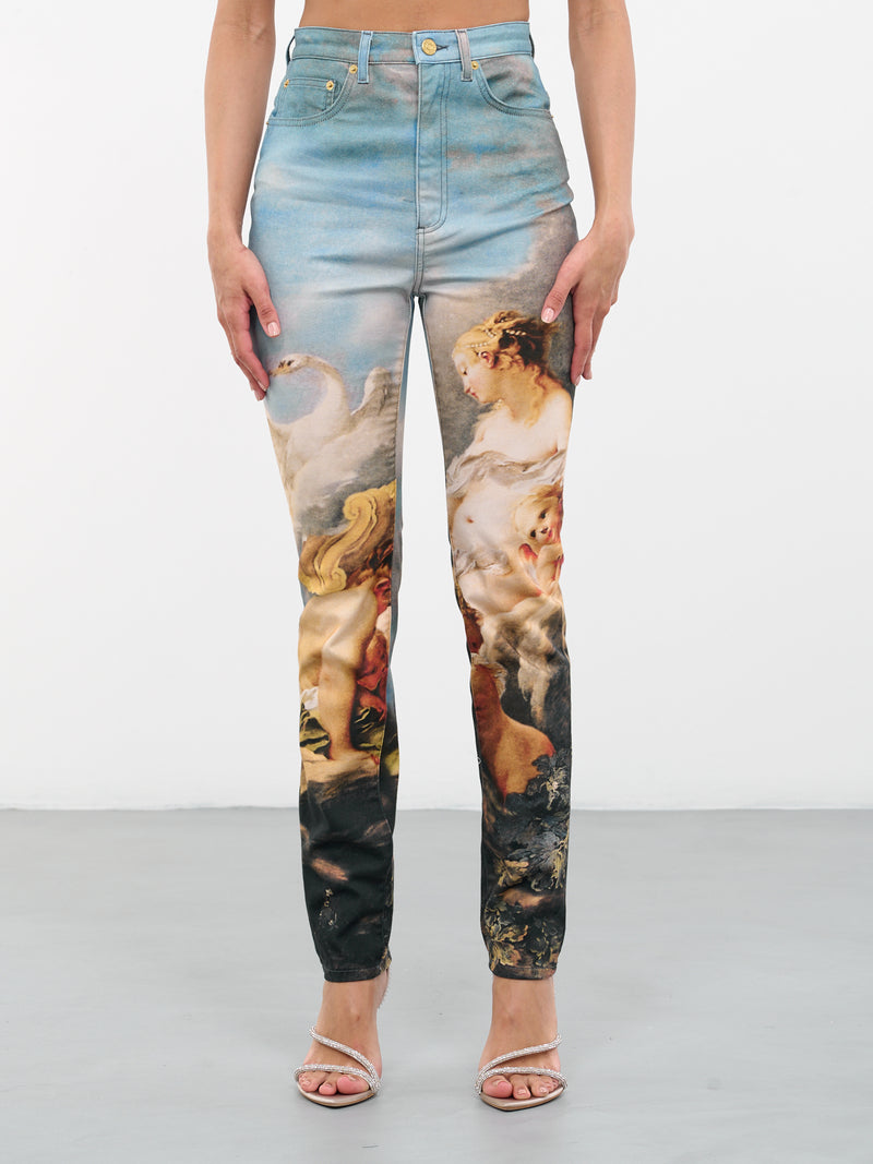 Printed Rococo Painting Denim Jeans (QWJ233-DAG38-09000-MULTICOLOR)