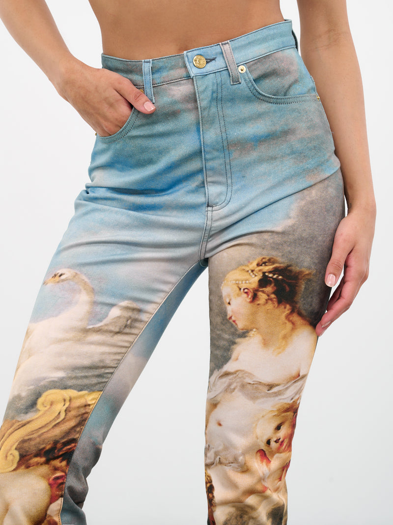 Printed Rococo Painting Denim Jeans (QWJ233-DAG38-09000-MULTICOLOR)