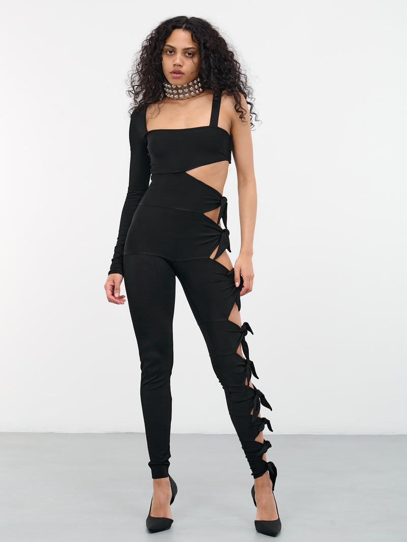 Cut-Out Knot Jumpsuit (QWM152-MG011-05051-BLACK)