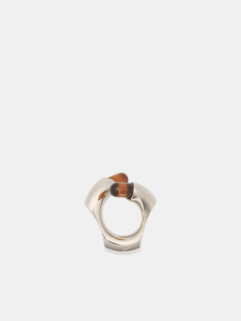 R1 Palladium & Resin Ring (R1-M-SILVER-BROWN)