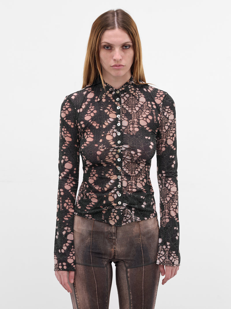Black Simone Trompe L'oeil Shirt (R17045-SIMONE-SPIKY-BLACK)
