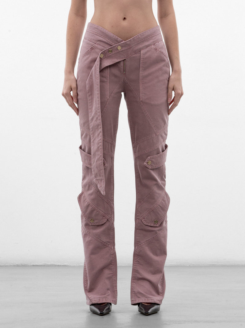 Purple Cotton Sash Cargo Pants (RF6026-T33US-PURPLE-SAGE)