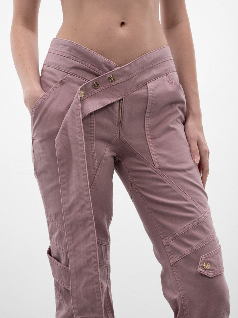 Purple Cotton Sash Cargo Pants (RF6026-T33US-PURPLE-SAGE)