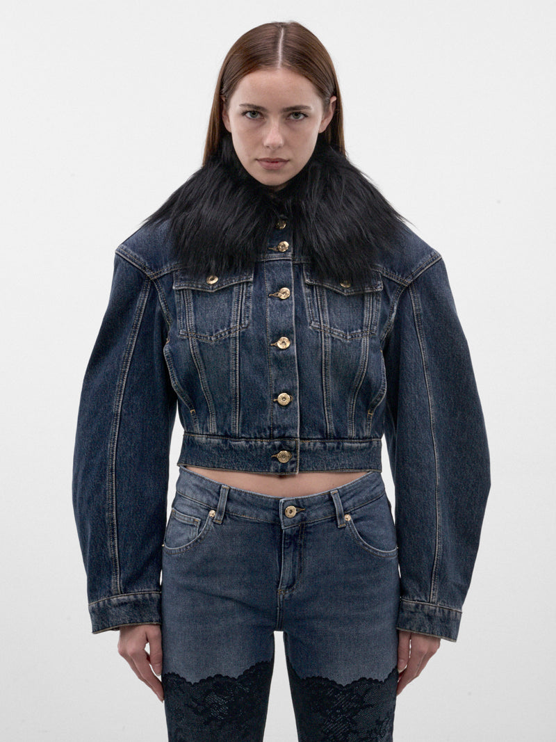 Blue Denim Plush Collar Jacket (RF6132-D15US-DENIM-BLUE)