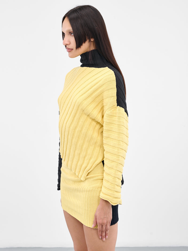 Asymmetric Rib Knit Jumper (RIBBED-JUMPER-MIMOSA-INDIGO)