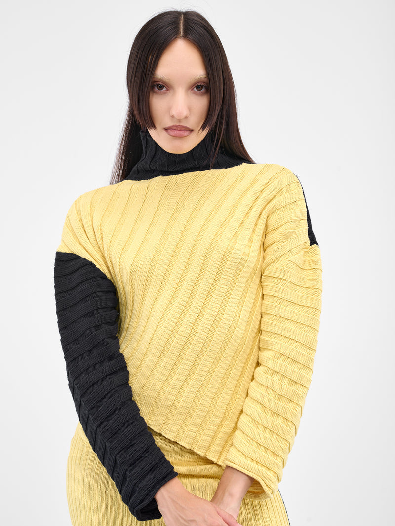 Asymmetric Rib Knit Jumper (RIBBED-JUMPER-MIMOSA-INDIGO)