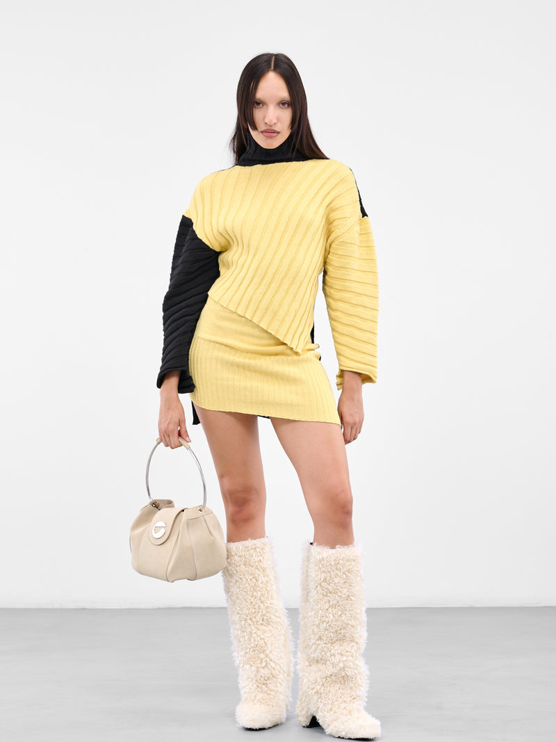Asymmetric Rib Knit Jumper (RIBBED-JUMPER-MIMOSA-INDIGO)