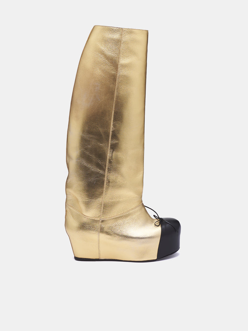 Riding Ballerina Toe Knee Boots (RIDING-BALLERINA-TOE-GOLD)