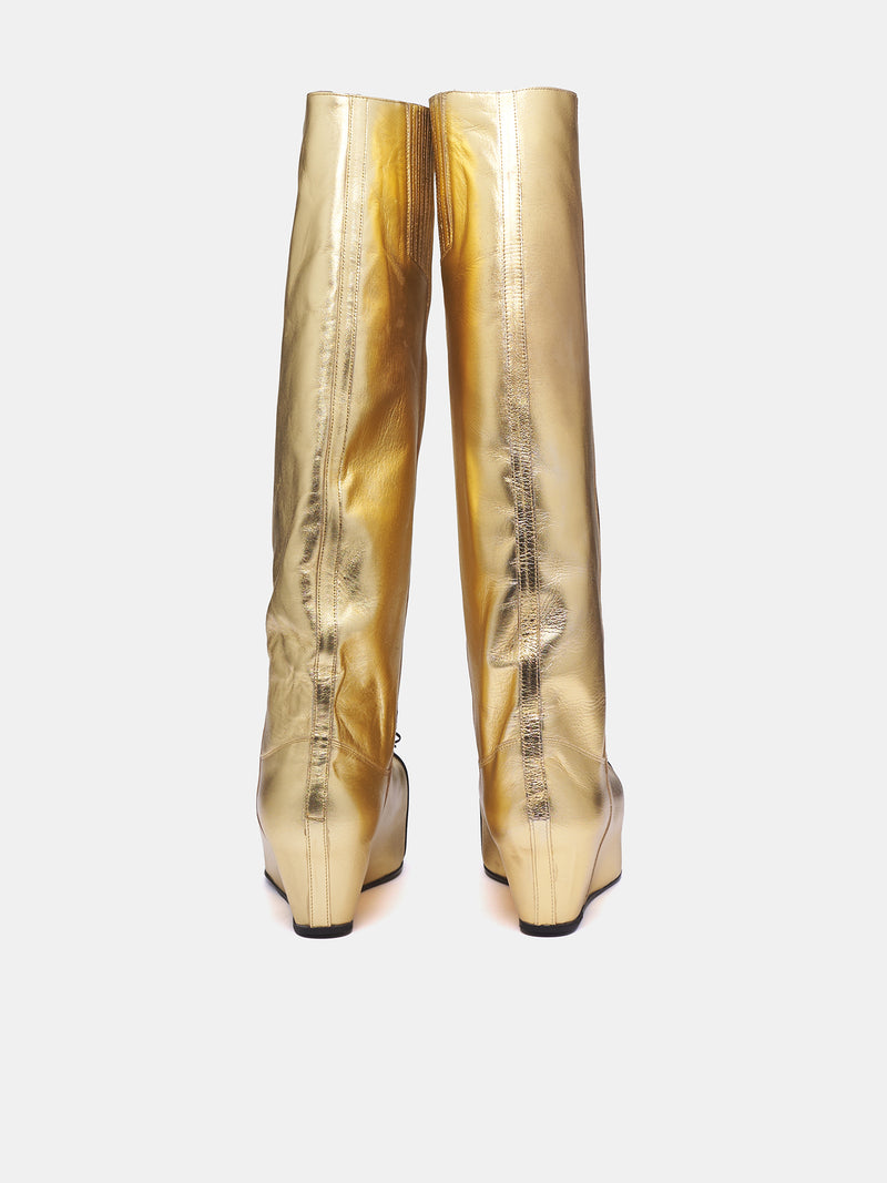 Riding Ballerina Toe Knee Boots (RIDING-BALLERINA-TOE-GOLD)