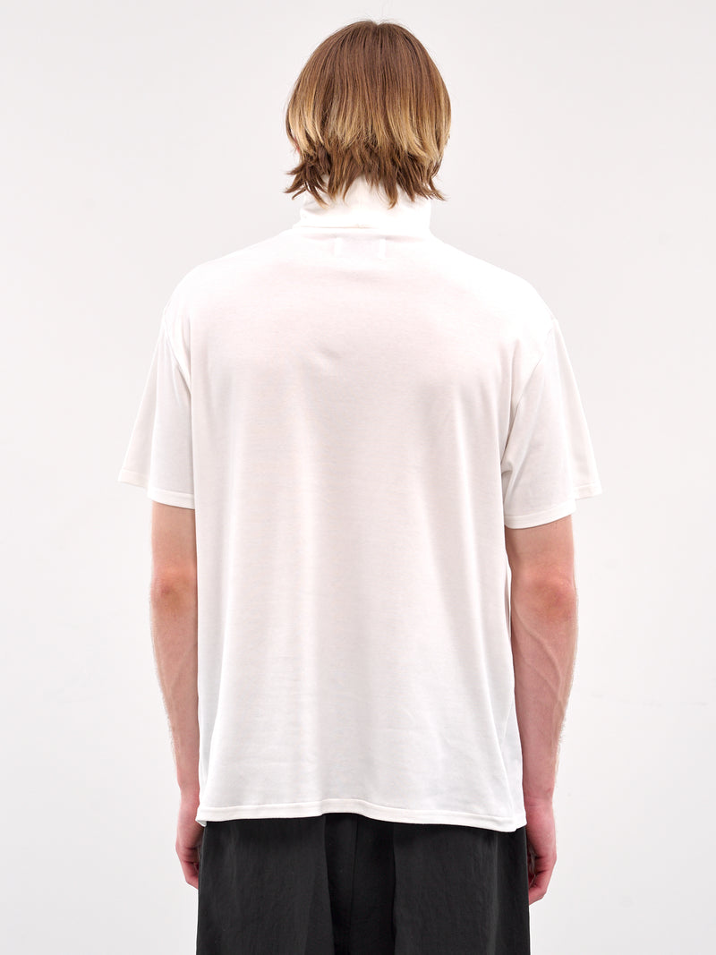 White Turtleneck Short Sleeve Tee (RM251-033-WHITE))