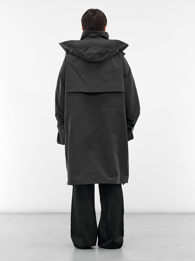 Black Nylon Oversized Parka Coat (RM252-002-BLACK)