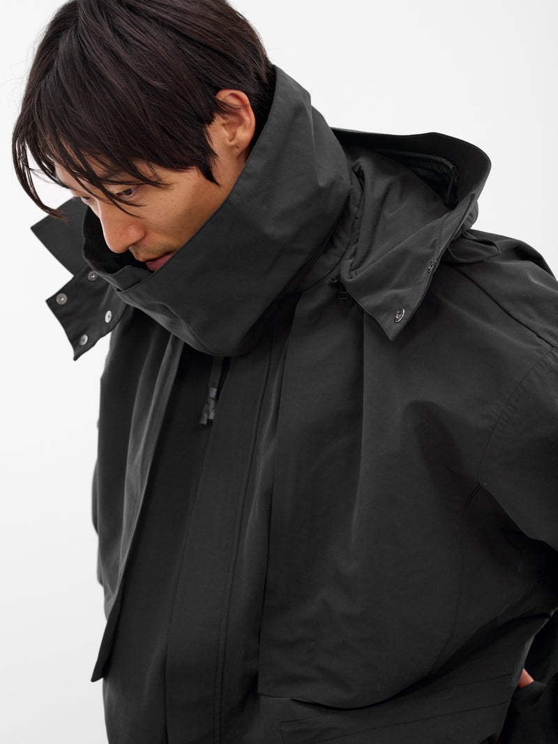 Black Nylon Oversized Parka Coat (RM252-002-BLACK)