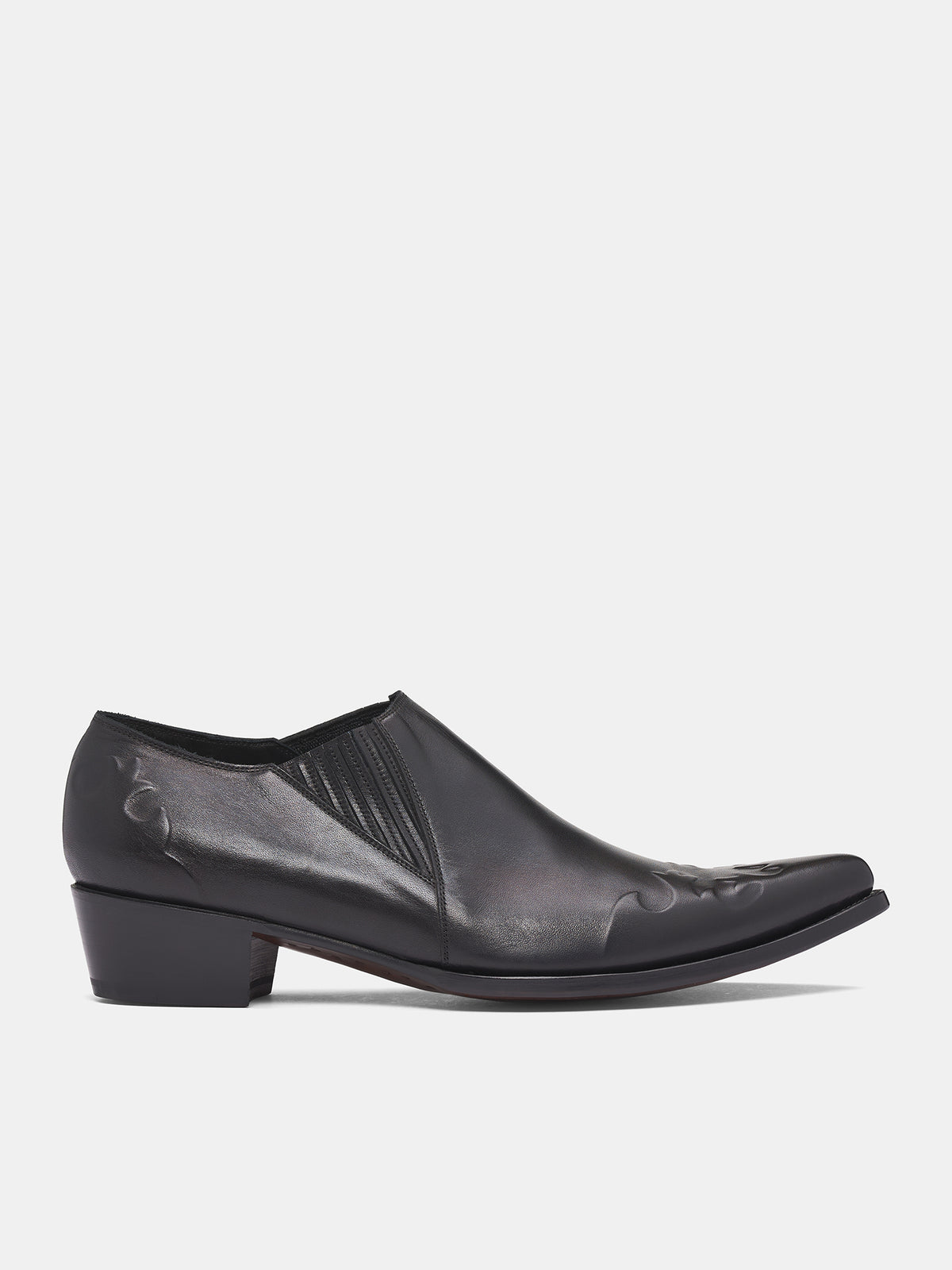 Black Leather Elastic Shoes (RM252-017-SMOOTH-BLACK)
