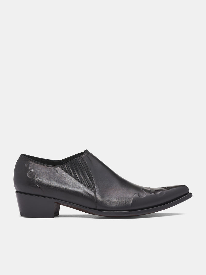 Black Leather Elastic Shoes (RM252-017-SMOOTH-BLACK)