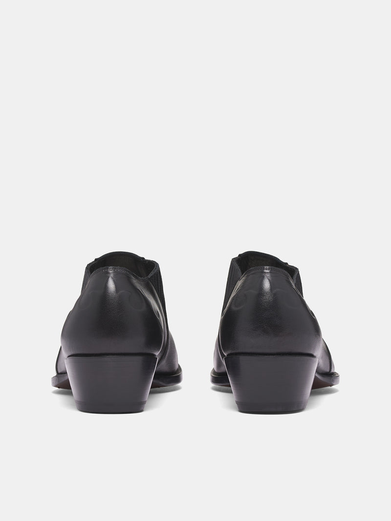 Black Leather Elastic Shoes (RM252-017-SMOOTH-BLACK)