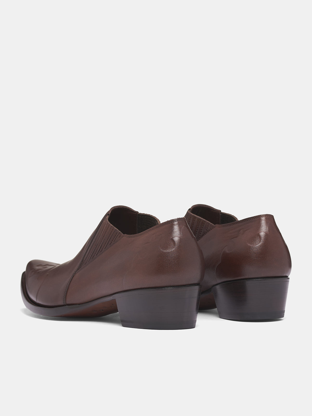Brown Leather Elastic Shoes (RM252-017-SMOOTH-BROWN)