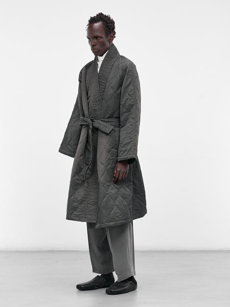 Gray Quilted Nylon Kimono Coat (RM252-027-CHARCOAL)