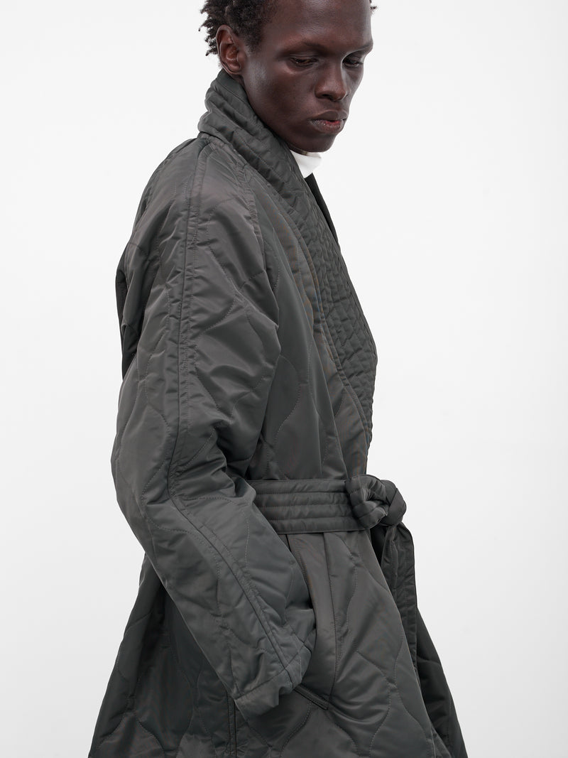 Gray Quilted Nylon Kimono Coat (RM252-027-CHARCOAL)