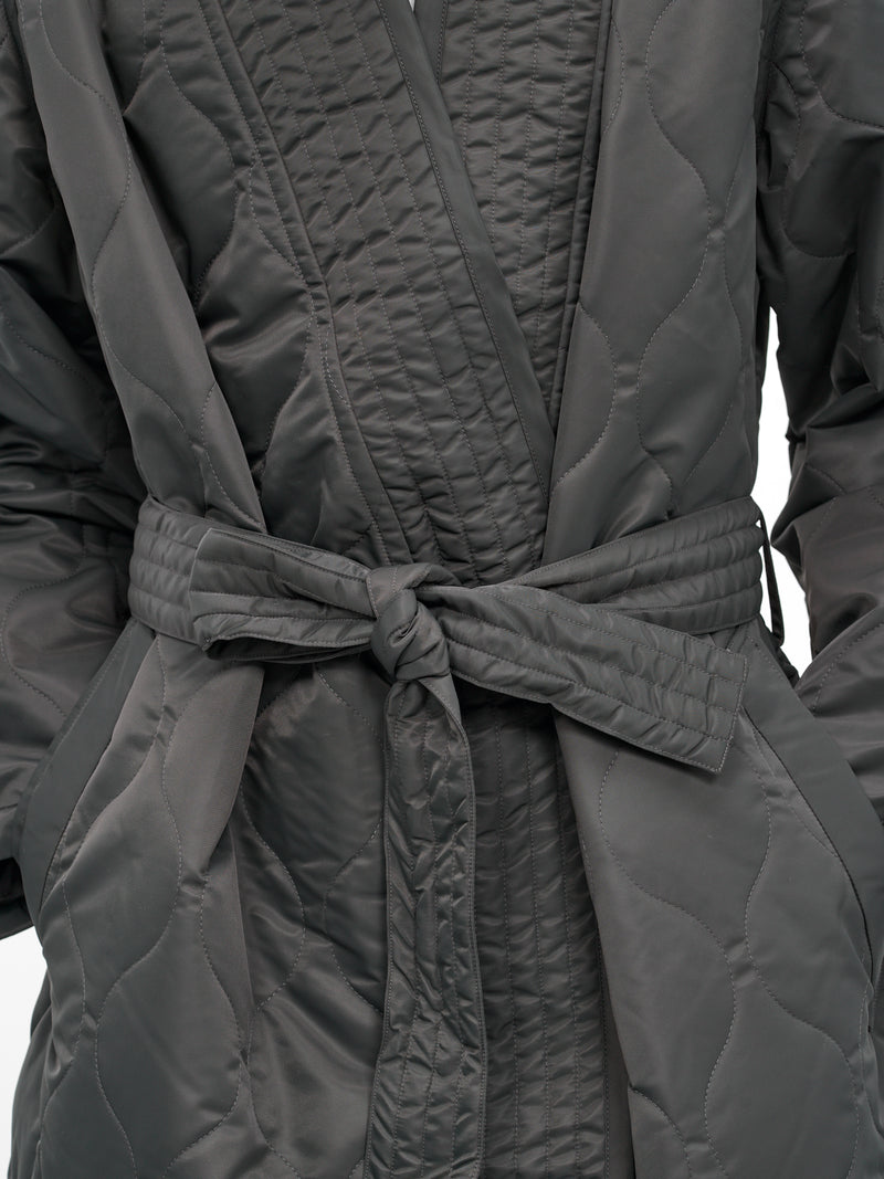Gray Quilted Nylon Kimono Coat (RM252-027-CHARCOAL)