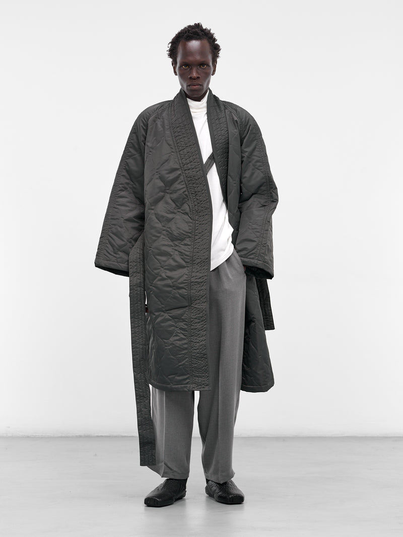 Gray Quilted Nylon Kimono Coat (RM252-027-CHARCOAL)