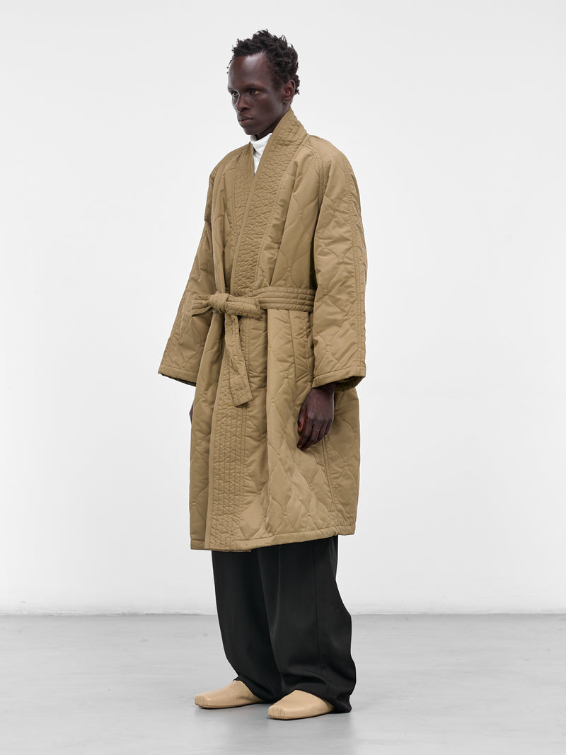 Beige Quilted Nylon Kimono Coat (RM252-027-OLIVE)