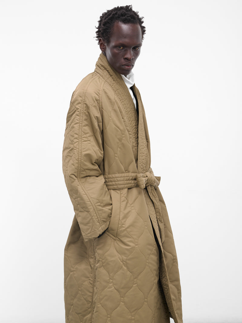 Beige Quilted Nylon Kimono Coat (RM252-027-OLIVE)