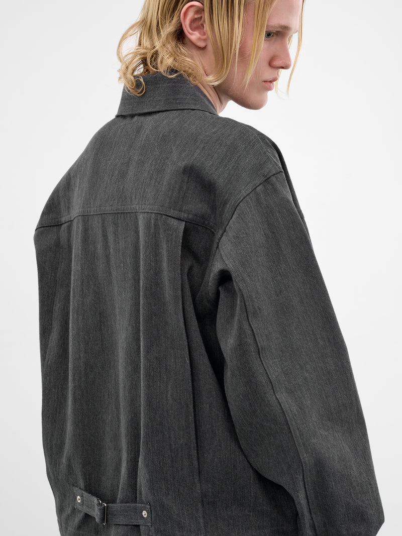 Gray Denim Boxy Zip Jacket (RM261-015-GRAY)