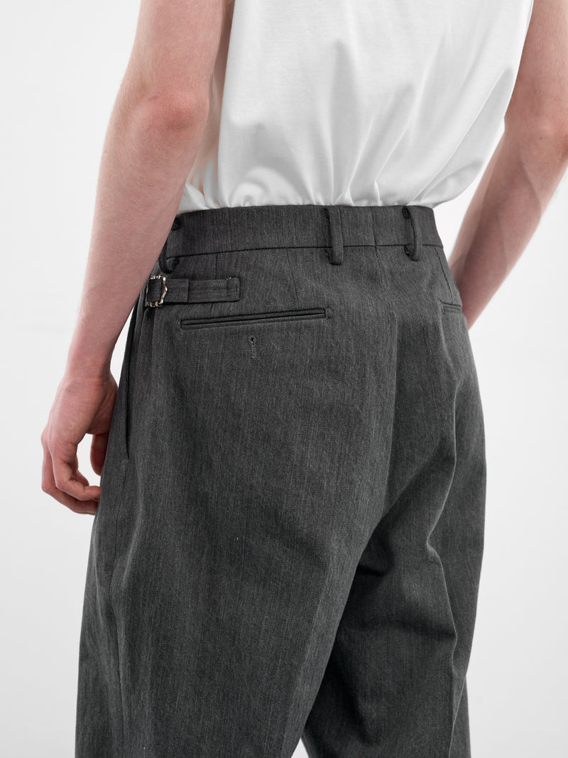 Gray Denim Wide Pleated Trousers (RM261-017-GRAY)