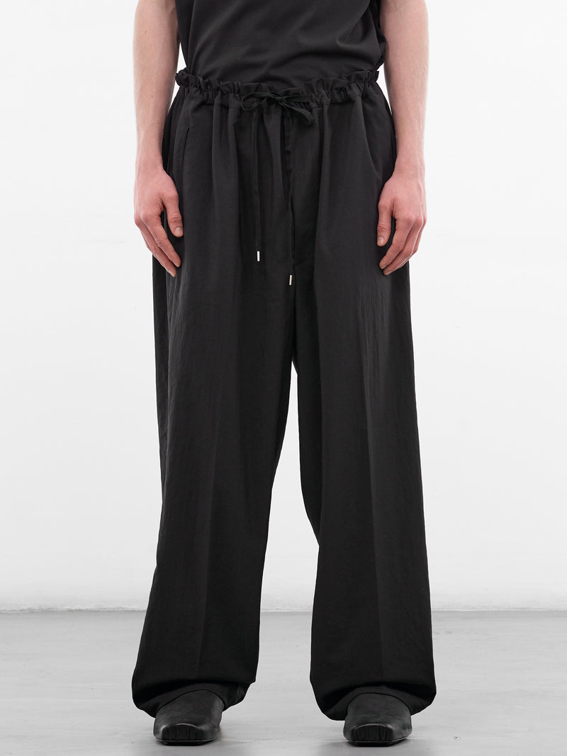Black Gathered Drawstring Baggy Pants (RM261-040-BLACK)