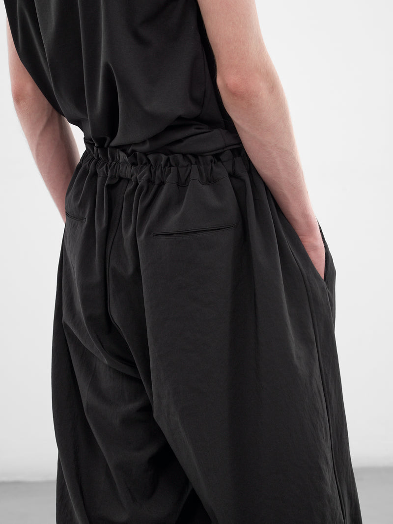 Black Gathered Drawstring Baggy Pants (RM261-040-BLACK)