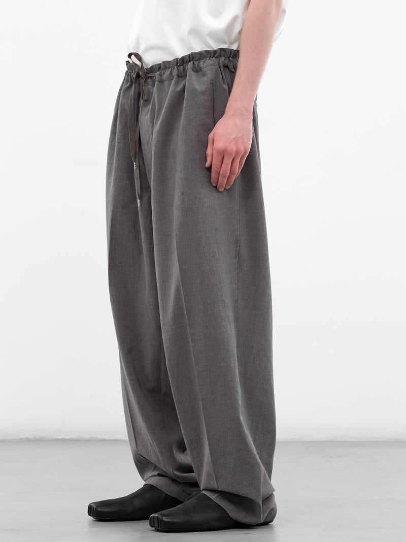 Gray Gathered Drawstring Baggy Pants (RM261-040-GRAY)