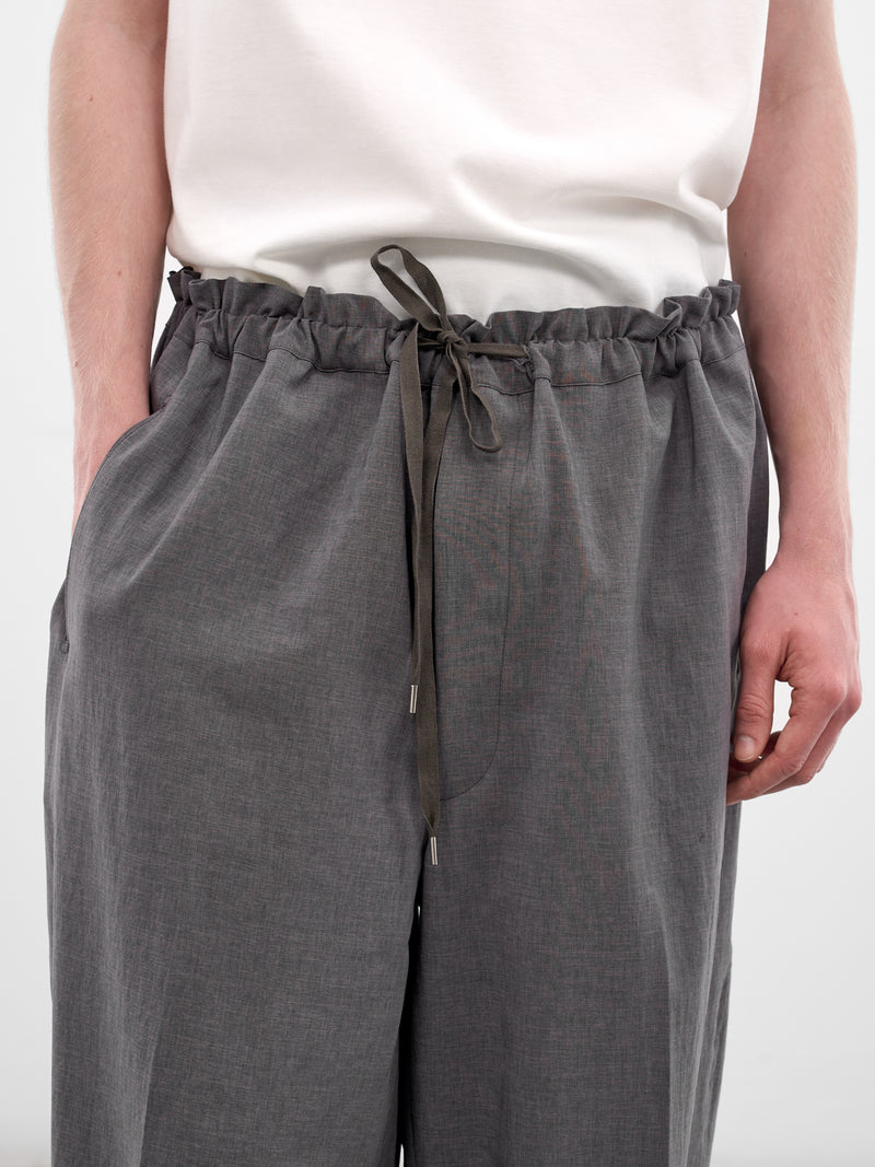 Gray Gathered Drawstring Baggy Pants (RM261-040-GRAY)