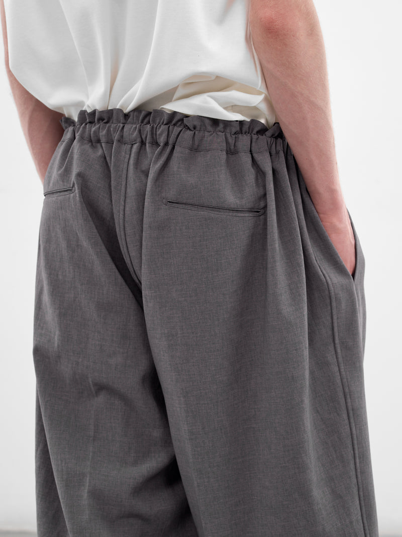 Gray Gathered Drawstring Baggy Pants (RM261-040-GRAY)