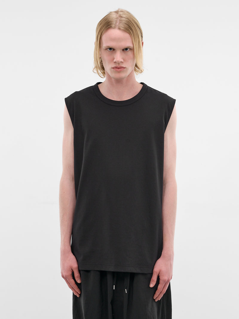 Black Cotton Relaxed Tank Top (RM261-047-BLACK