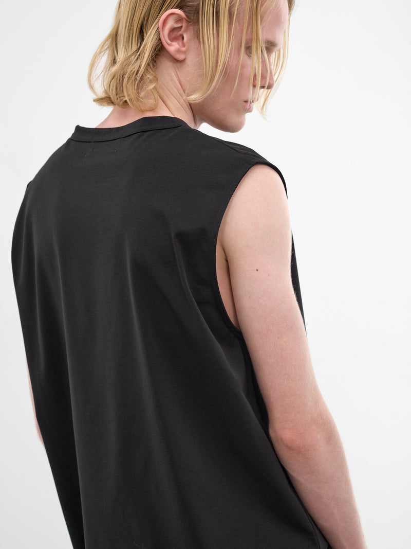 Black Cotton Relaxed Tank Top (RM261-047-BLACK