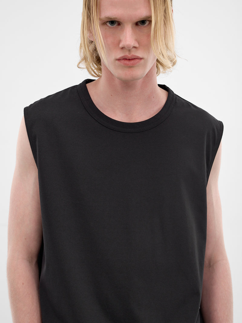 Black Cotton Relaxed Tank Top (RM261-047-BLACK