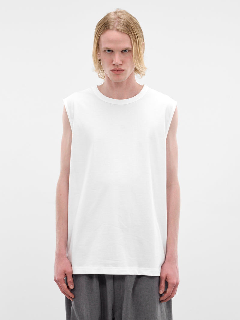 White Cotton Relaxed Tank Top (RM261-047-WHITE)