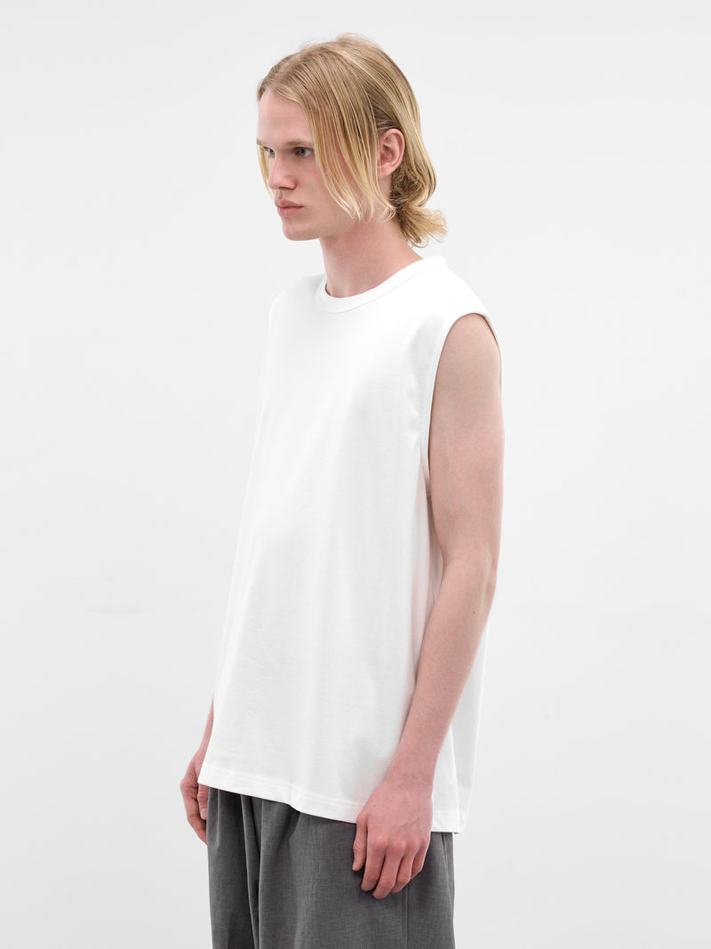 White Cotton Relaxed Tank Top (RM261-047-WHITE)