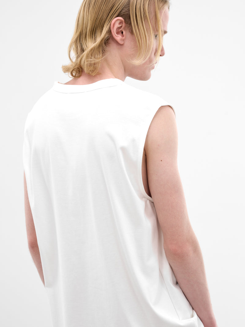 White Cotton Relaxed Tank Top (RM261-047-WHITE)