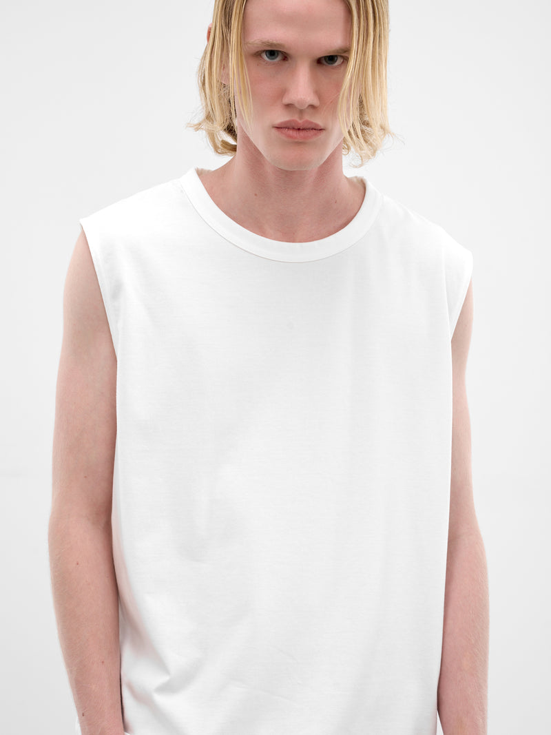 White Cotton Relaxed Tank Top (RM261-047-WHITE)