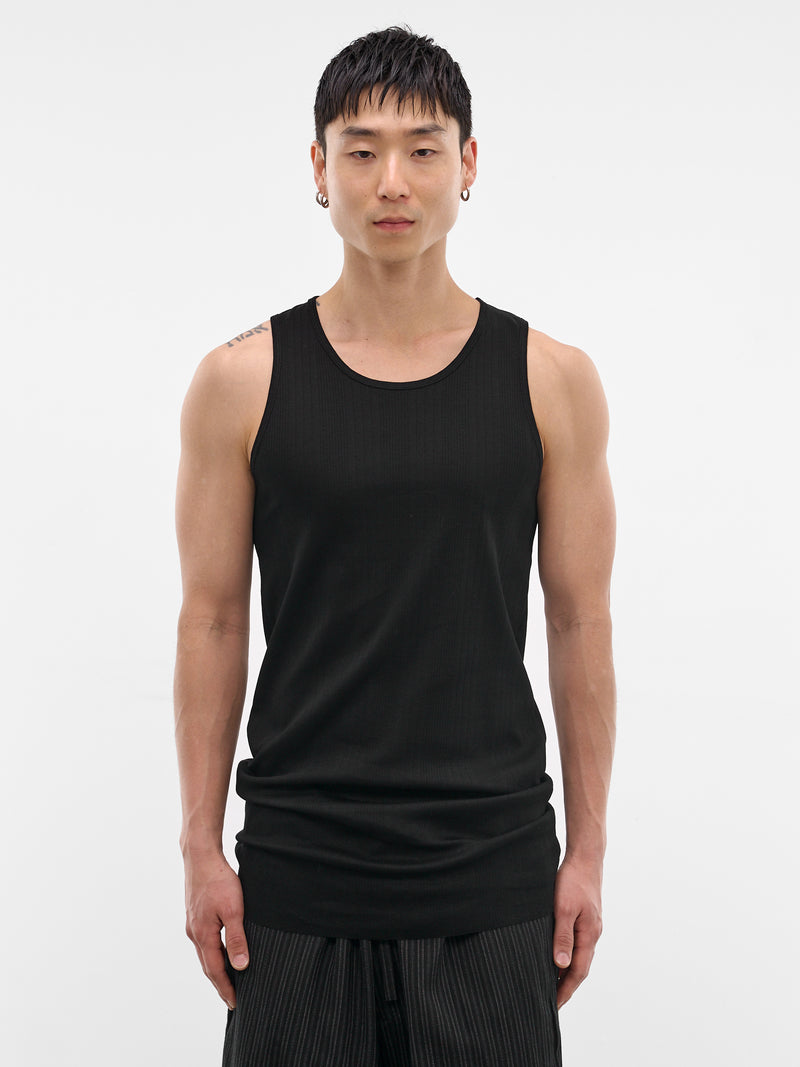 Black Cotton Ribbed Tank Top (RM261-048-BLACK)