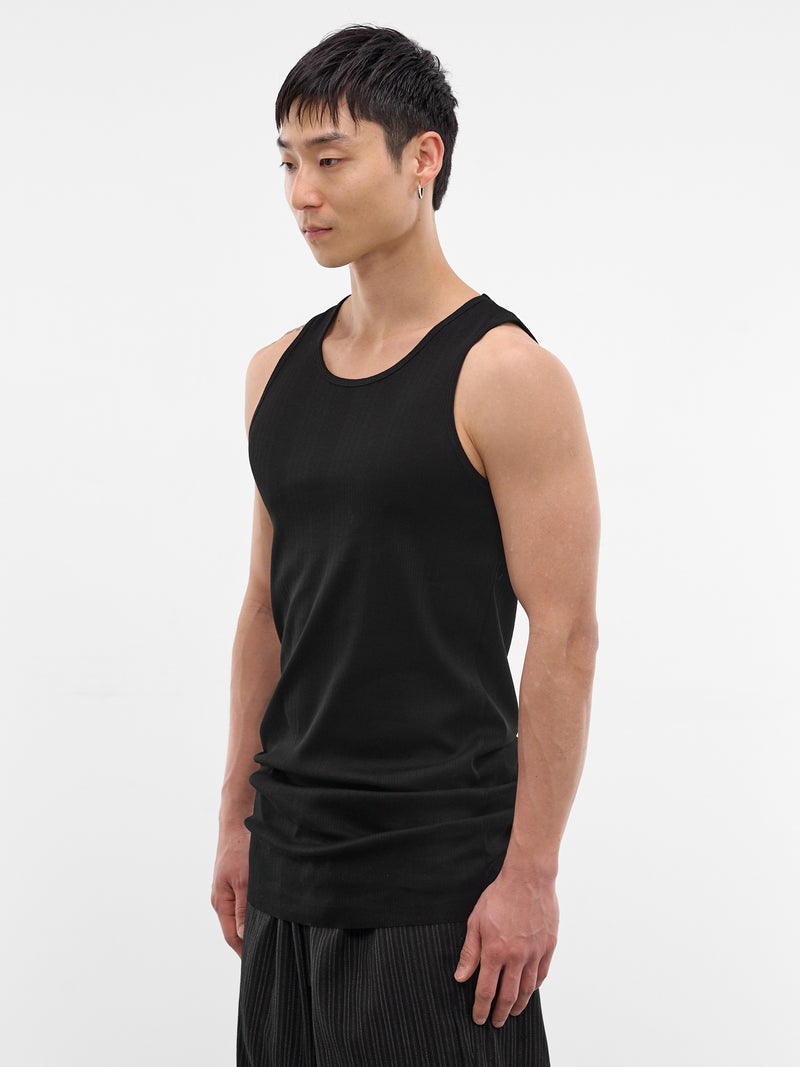 Black Cotton Ribbed Tank Top (RM261-048-BLACK)