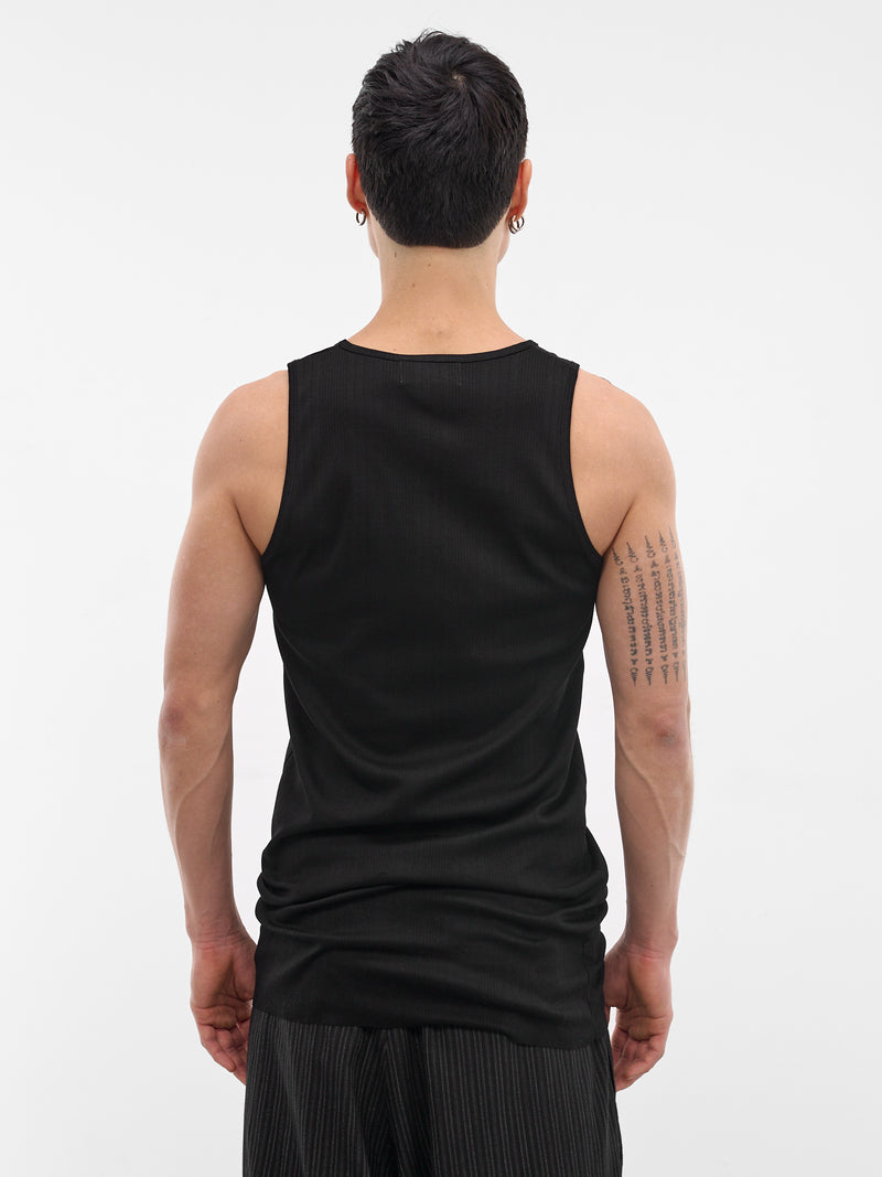 Black Cotton Ribbed Tank Top (RM261-048-BLACK)