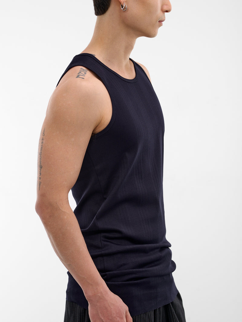 Navy Cotton Ribbed Tank Top (RM261-048-NAVY)